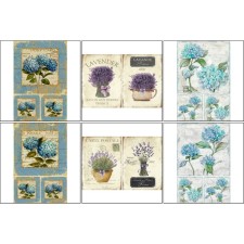 A set of decoupage maps 6 pcs “lavender and hydrangea” A4, 45 g/m2