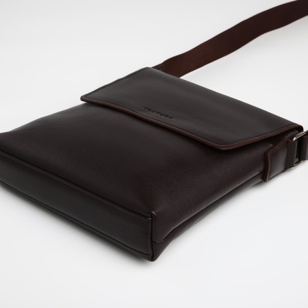 Men's bag over the shoulder, Textura, external pocket, brown color-4