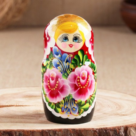 Matryoshka "Flowers", 7-dial, 10x20 cm, manual painting-2