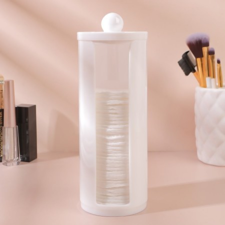 Organizer for storing cotton pads, with a lid, 7 × 19.5 cm, white color-1