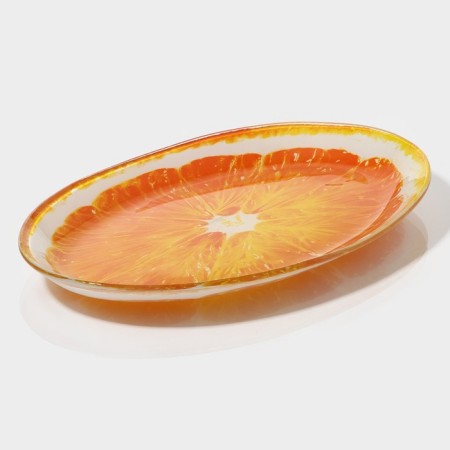 Glass Serving Oval Dula "Juicy Orange", 24.5 × 15 cm, Orange color-2