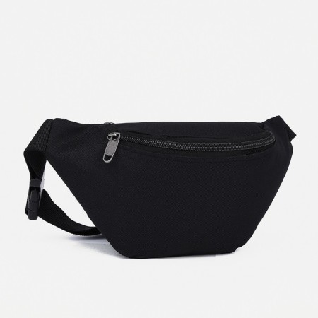 Lightning waist bag, external pocket, black color-1