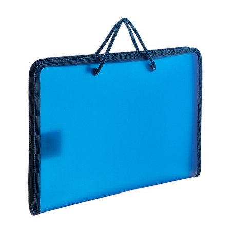 A folder with A4 handles, 230 x 185 x 25 mm, lightning around, plastic, PT-112, "office", tinted, dark blue color-1