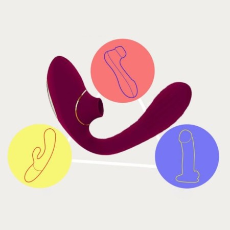 Vibrator Oka-Fucks, with vacuum-wave clitoris stimulation, 20 modes, burgundy-7