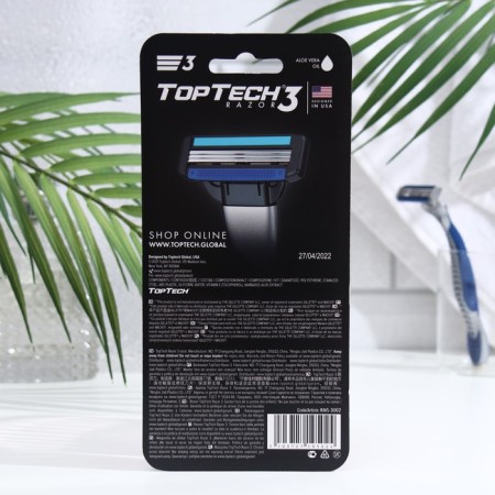 TopTech Razor 3 Male Razid is compatible with Gillette Mach3, 1 razor + 2 replaceable cassettes-1