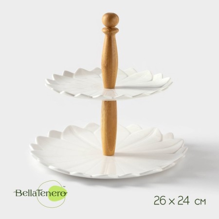 Porcelain dish 2-tier Bellatenero, D = 20/25 cm, white color