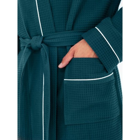 Male dressing gown with a hood, size 48, emerald color-3