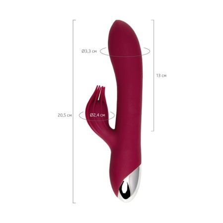 Vibrator with clitoral stimulant L’Eroina by Toyfa Sangra, silicone, burgundy, 20.5 cm-8