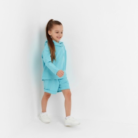 Kids (sweatshirt, shorts) KAFTAN "Basic Line", height 98-104, turquoise melange-3