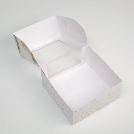 Cake for a cake with a window, confectionery packaging Happy Birthday 23 x 23 x 11 cm-4