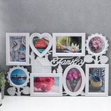 Photo frame plastic in 8 photos 10x10 cm, 10x15 cm 
