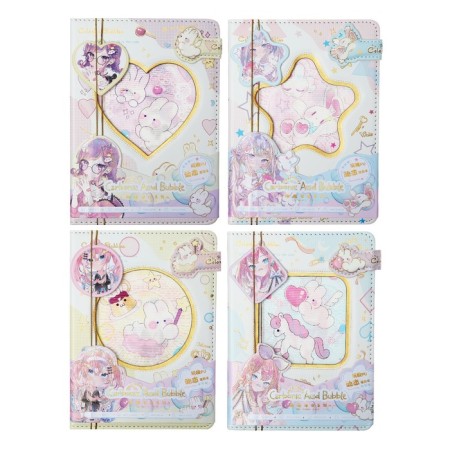 Notebook Gift, A6, 96 sheets, color block, with a curly knife, PVC cover, 3D, "Anime", mix