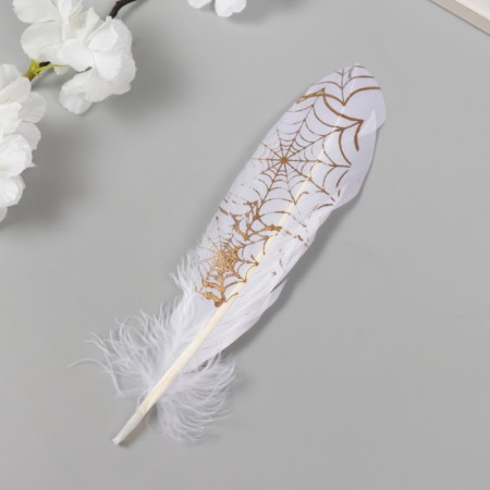 Decorative goose "Web" white with gold h = 15-20 cm