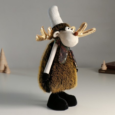 Interior doll "Losik in a white cap and scarf with sequins" 43 cm-1
