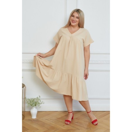 Female dress, size 64, beige color-1