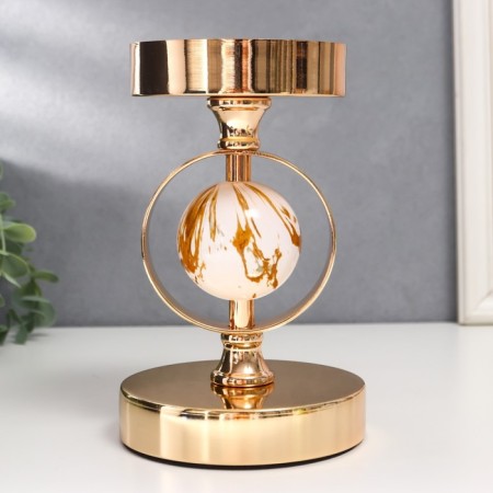 Summary Metal for 1 candle "White Marble Ball in the field" Gold 18.5x12x12 cm-1