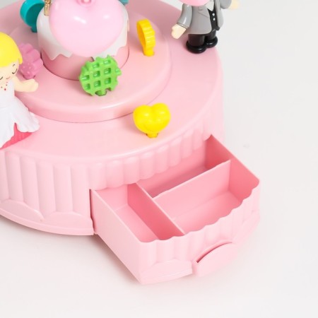 Musical Mechanical Casket "Carousel - Wedding" Pink 13.5x13.5x20 cm-4