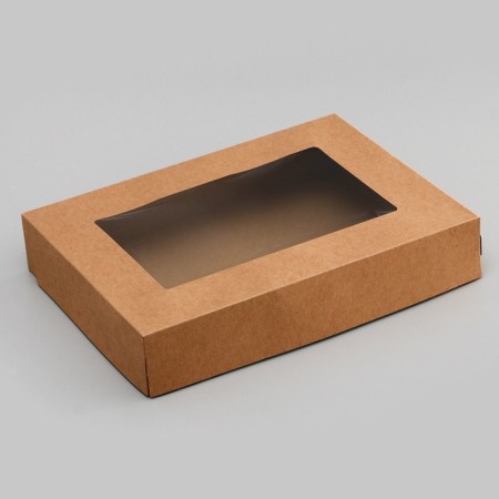 Folding box, with a window, craft, 28 x 20 x 5 cm-4