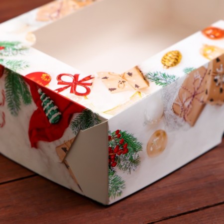Folding box with the New Year Gifts window, 25 x 15 x 7 cm-2