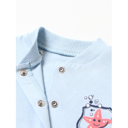 Overalls for a boy with closed legs, blue color, height 68 cm-1