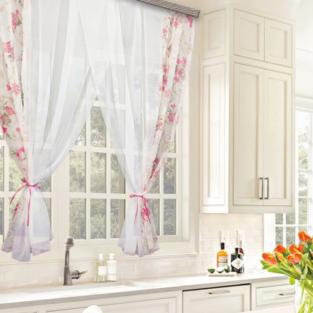 A set of curtains for the kitchen Witerra Watercolor 280x160cm, red, PE100%