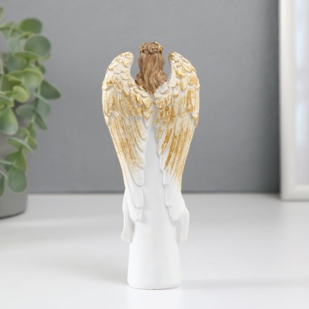 Souvenir Polystone "Girl with a golden wreath" White 2.7x6.5x14.7 cm-3