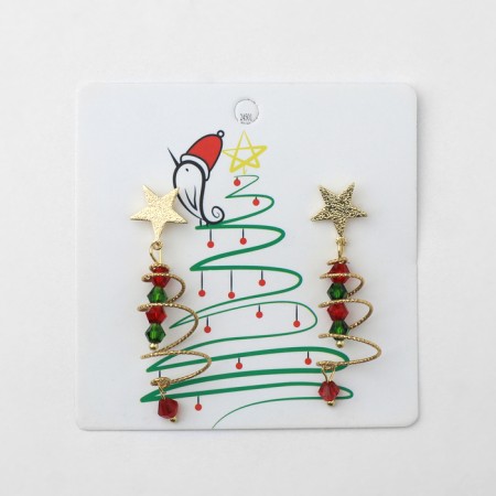 New Year! Earrings "New Year" hanging, spiral, red-green color in gold-1