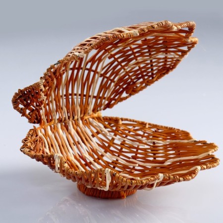 A set of caskets "shells", 3 pcs, in an open form 49 × 26 × 6, 45 × 24 × 5, 42 × 21 × 4 cm, rattan-2