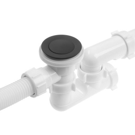 Siphon for the bathtub "Ani Plast" EC255BL, D = 40 x 50 mm, adjustable, with corrugation, click-cracker, black-1