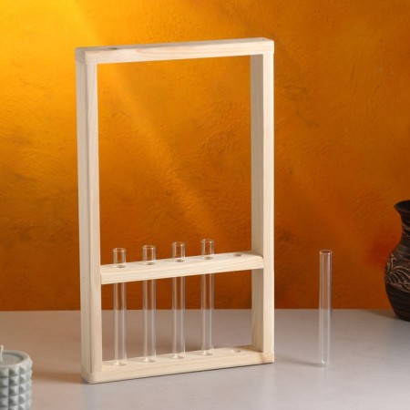 Kashpo wooden 25x40x4.5 cm with 5 flasks "Extra Frame", natural give beautifully-4
