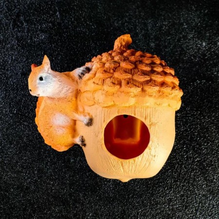 Suspended decor "Walnut-feeder with squirrel" 18x16cm-3