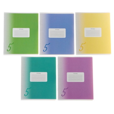 Notebook of 18 sheets in Calligrata "Five", cover coated cardboard, OFSET block, white 95%, mix