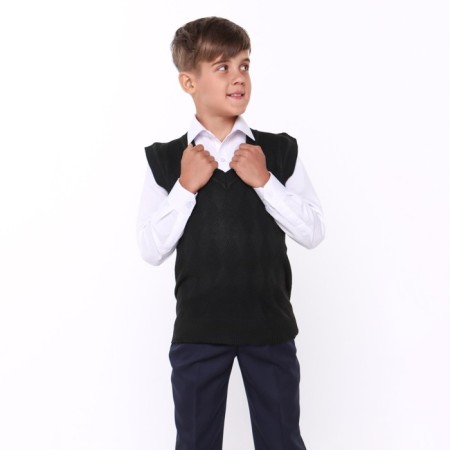 School vest for a boy, black color, height 128-134 cm-4