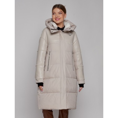 Coat insulated winter female, size 46, beige color-13
