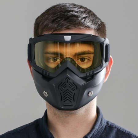 Mask glasses for motor vehicles, collapsible, yellow glass, black color-4