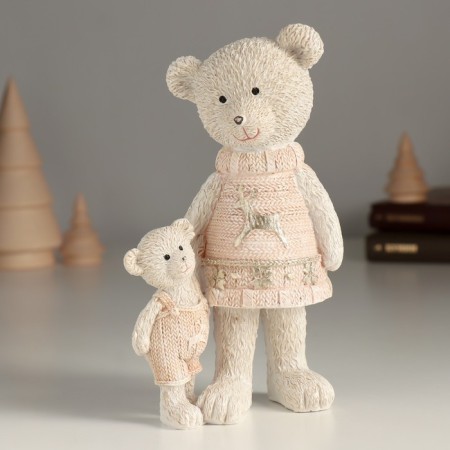 Polystone souvenir "Bear with a baby in pink sweaters" 9x7x16 cm