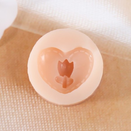 Mold Silicon "Heart with Flower" 1.9x1.6x0.8 cm-1