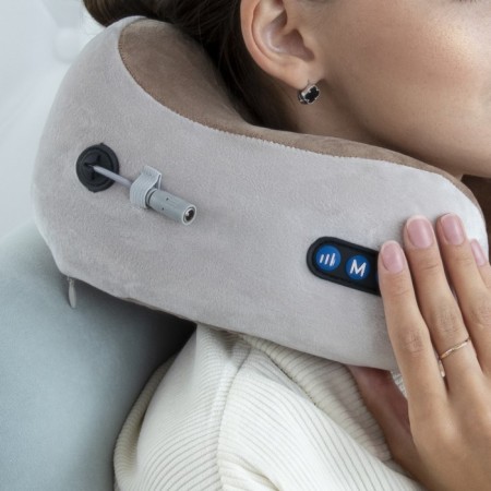 Massage pillow Luazon LEM-06, 3.7 W, 2 types of massage, IR water heating, battery, brown-2