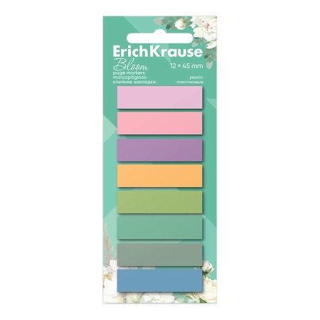 Bookmarks with adhesive edge plastic 12x45 mm, Erichkrause "Pastel Bloom", 160 sheets 8 colors-3