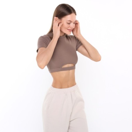 T -shirt female shortened, brown color, size 46 (l)-2