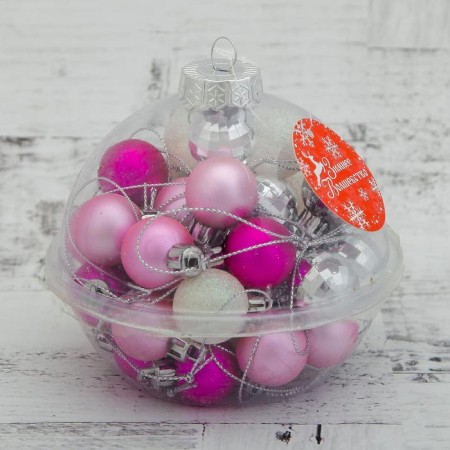 Set of balls plastic D-2.5 cm, 40 pcs "Baby in the ball" White pink-1