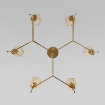 EUROSVET PRISM ceiling lamp 60143/6, E14, 6x60W, 700x700x680 mm, brass color-3
