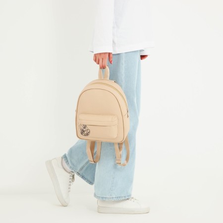 School backpack of artificial leather with pocket What that 27x23x10 cm-2