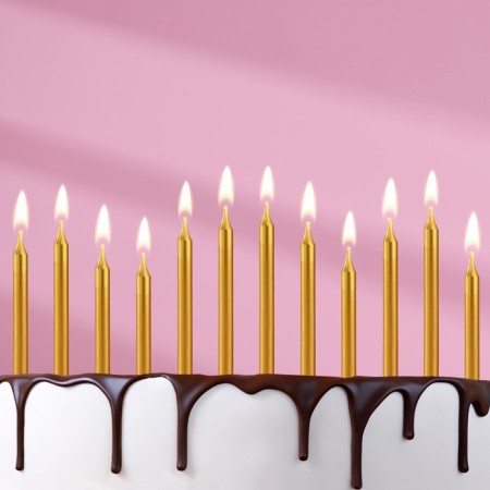 Set of candles for the Cake "Spark", 12 pcs, 8 cm, gold metallic-5