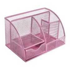 Chancellery trifle stand 7 departments, mesh metal, pink