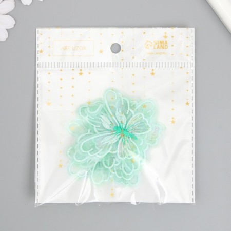 Decor for creativity Textile Embroidery "Green butterfly" 4.7x5.5 cm-3
