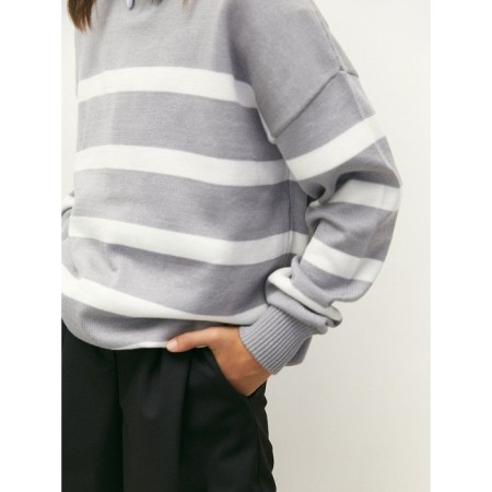 Sweater Knitted Baby Amarobaby Strip, Height 128 cm, Gray Color-10