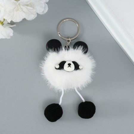 Fluffy on the ring "Panda Modnik" white 9x6x6 cm-1