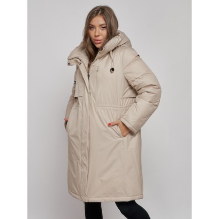 Coat insulated winter female, size 48, beige color-8