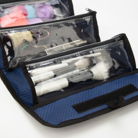Cosmetic bag, 4 parts on zippers, blue color-3